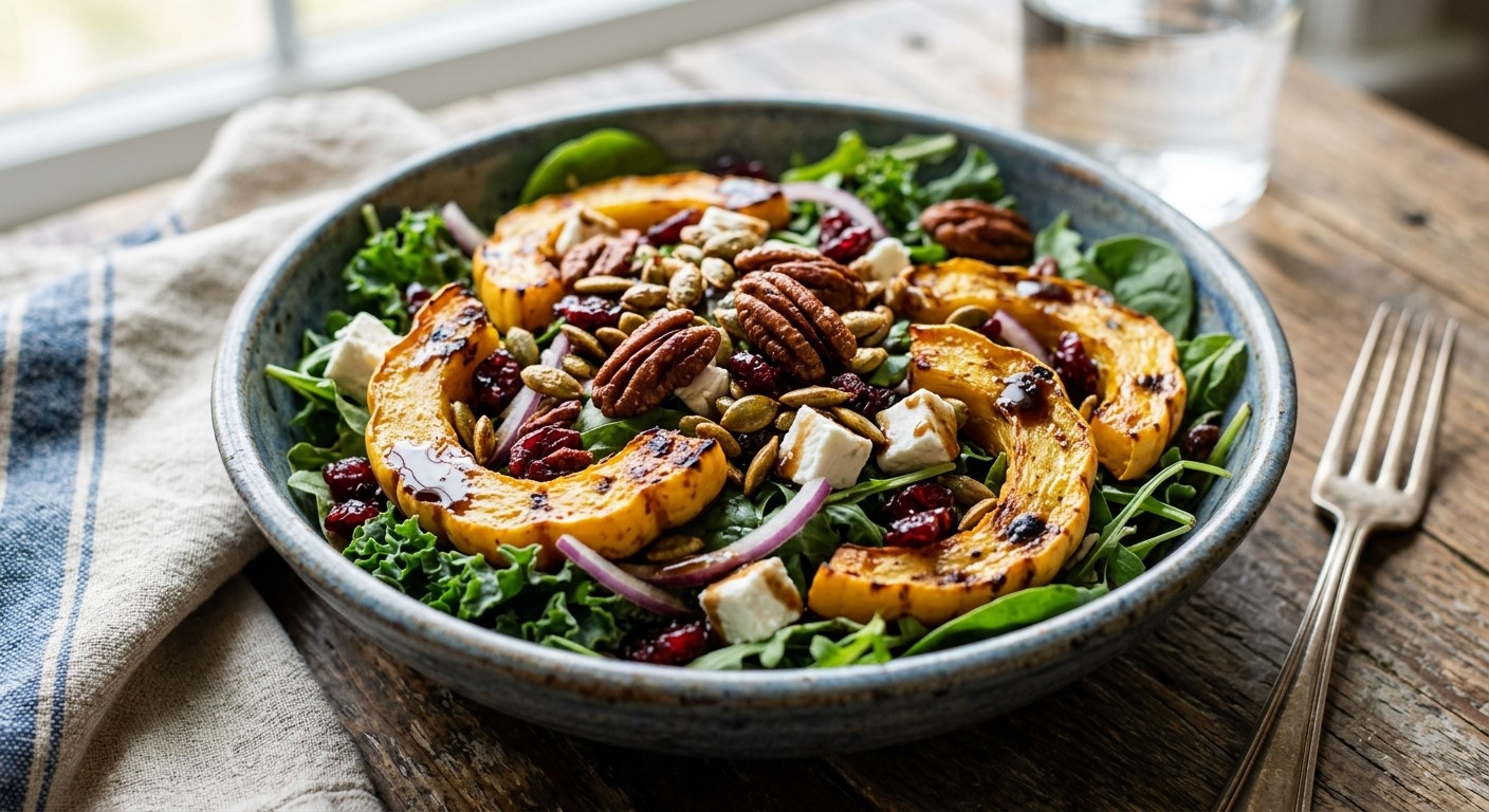 Roasted Delicata Squash Salad with Sweet Crunch