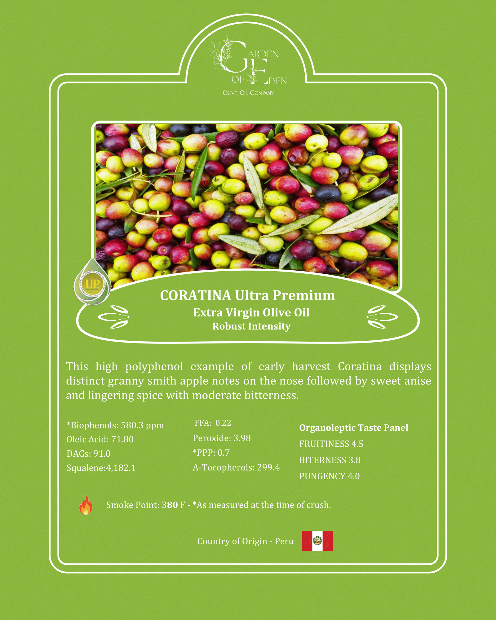 coratina extra virgin olive oil (peru) – robust