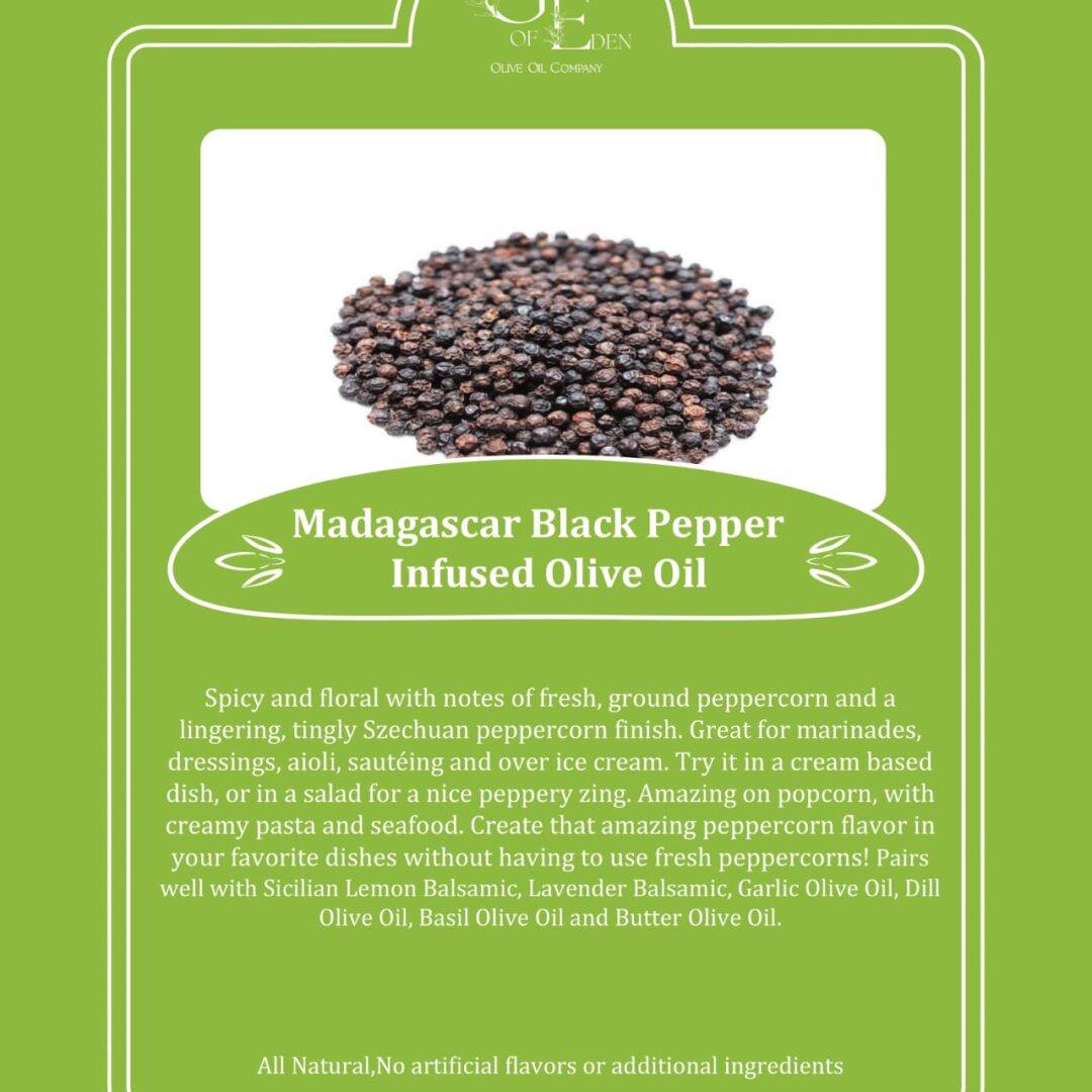 madagascar black pepper infused olive oil