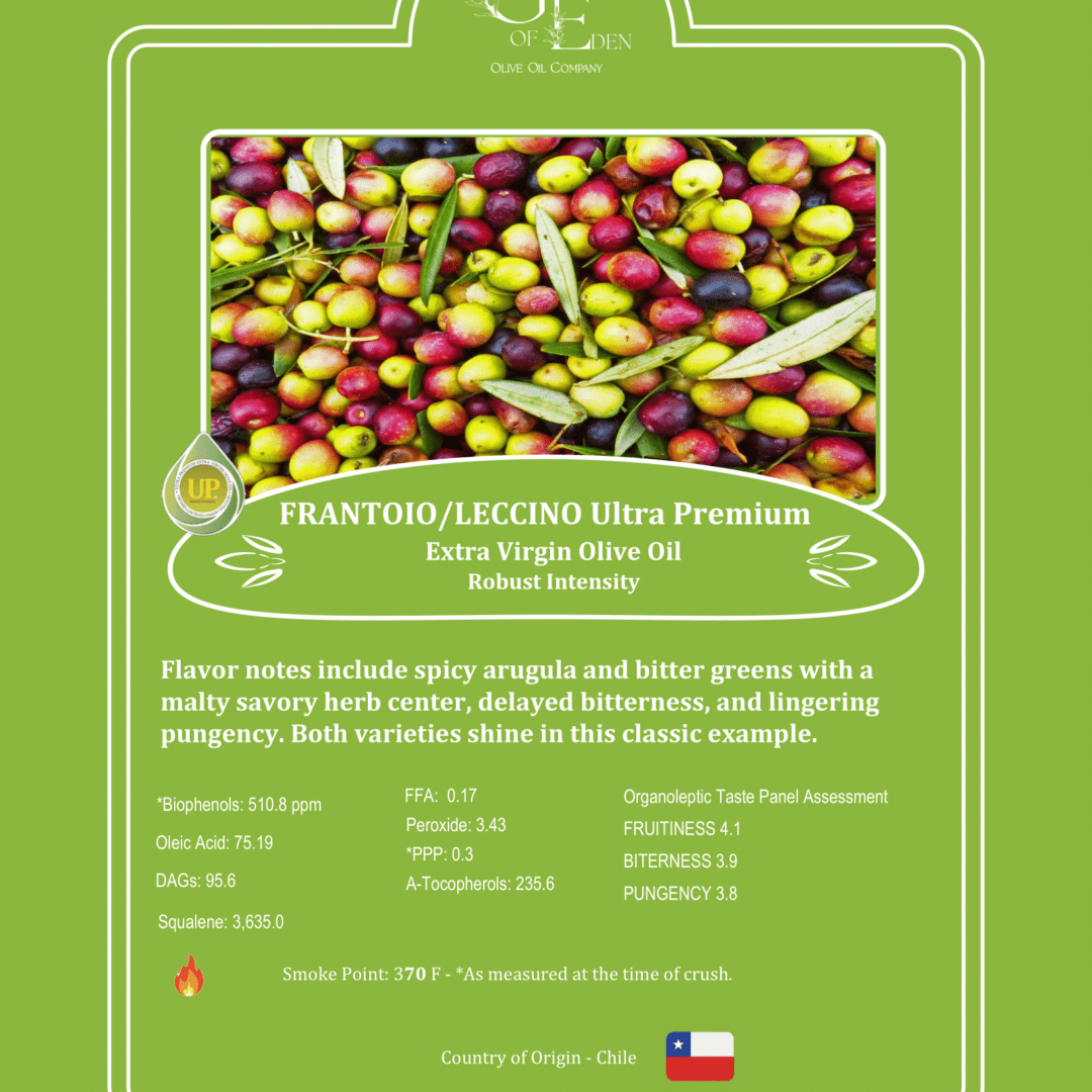 Frantoio Leccino EVOO,robust EVOO,Chile extra virgin olive oil,premium EVOO,healthy olive oil