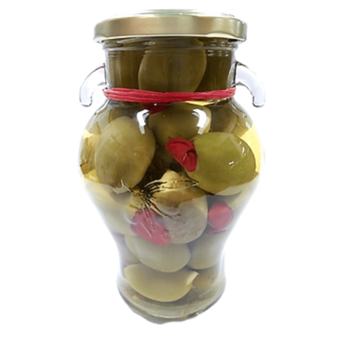 Gordal Olives Stuffed with Garlic & Red Chile