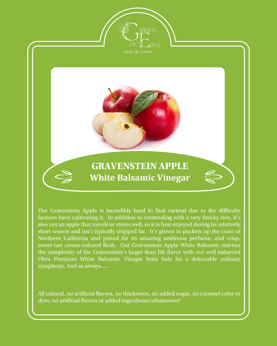 Gravenstein Apple White Balsamic Vinegar - Image 2
