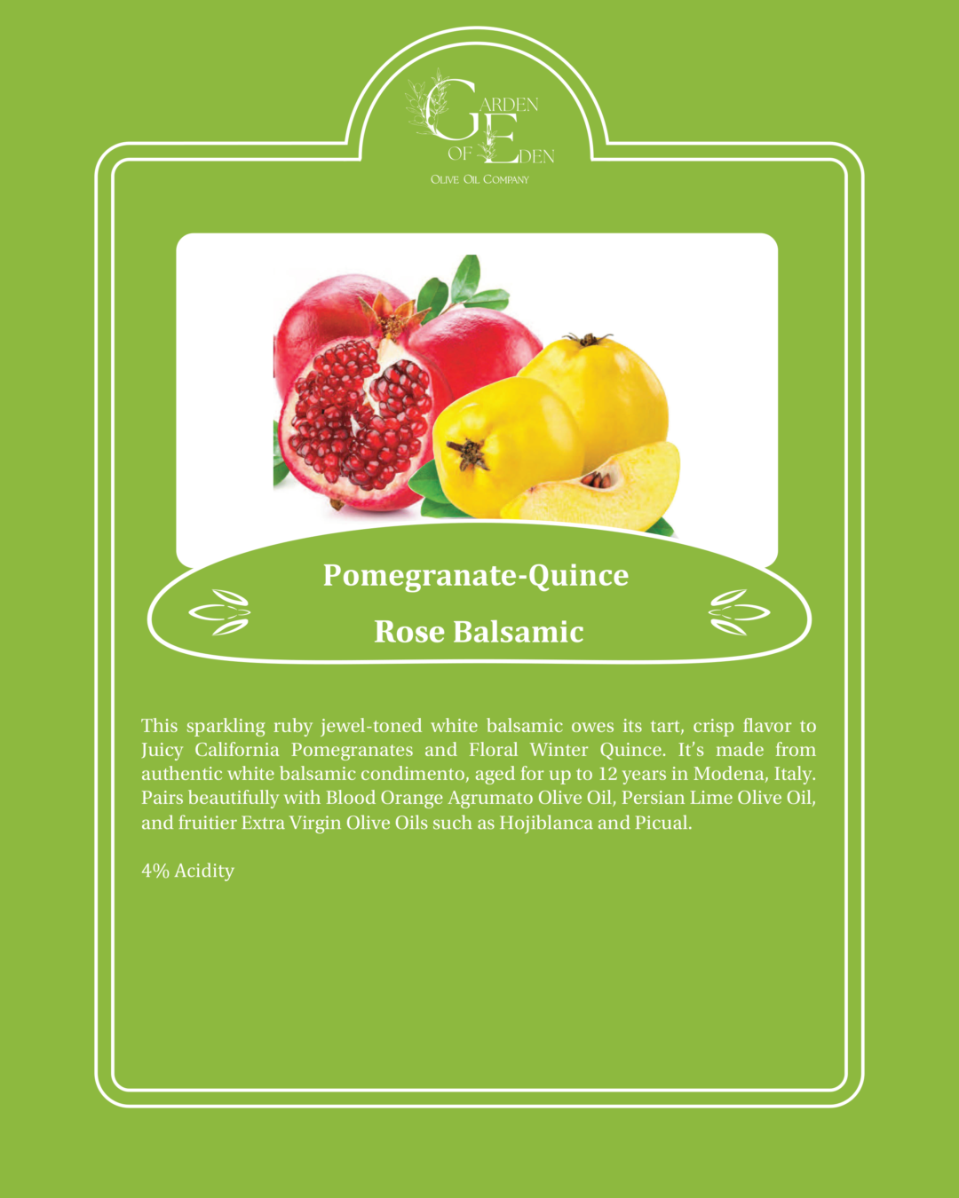 Pomegranate-Quince Rose Balsamic Vinegar - Image 2