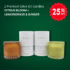 2 premium olive oil candles
