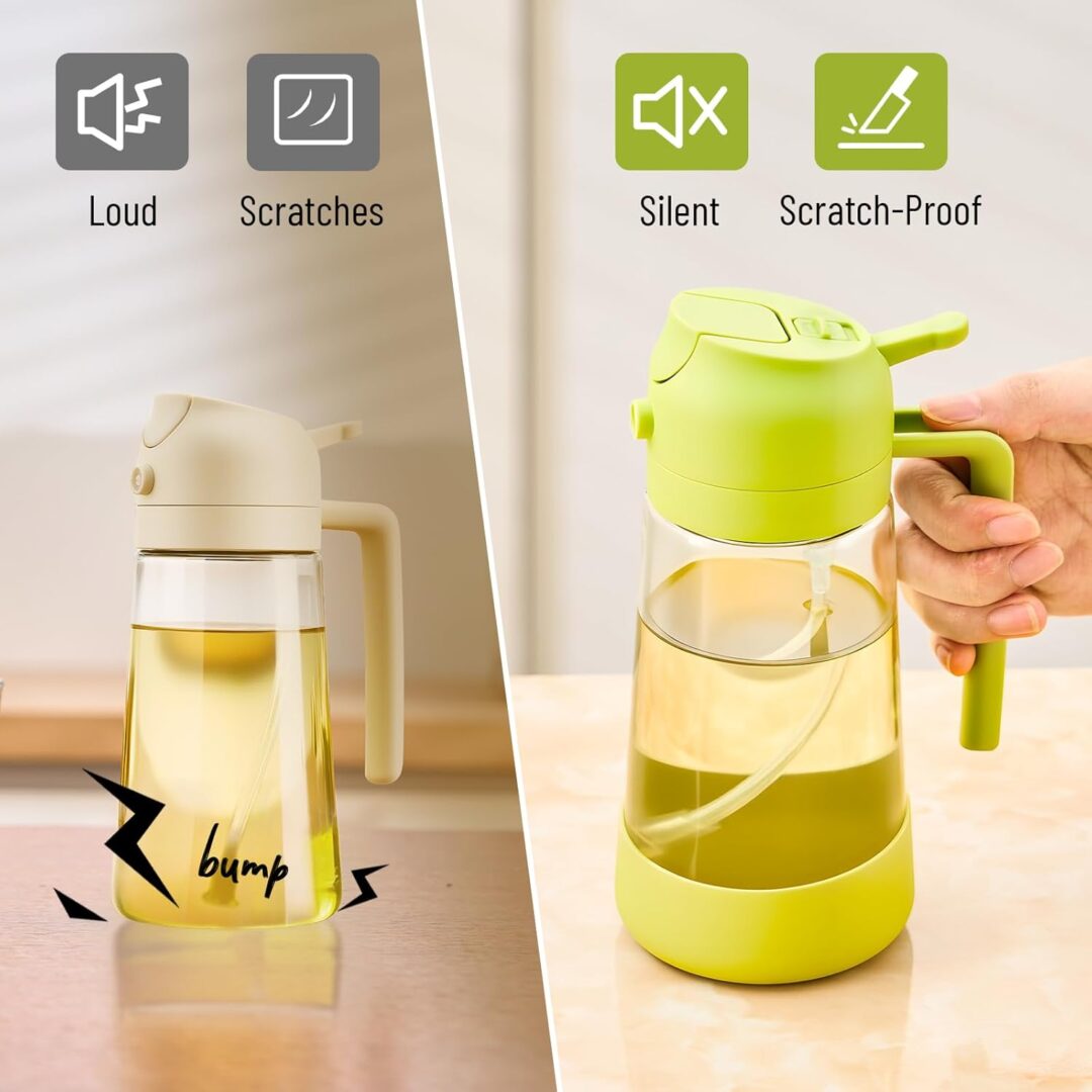 2 in 1 oil sprayer & dispenser with silicone bottom