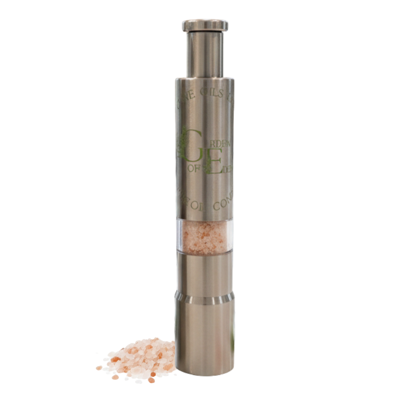 premium stainless steel salt & pepper grinder – pre filled with himalayan salt or rainbow peppercorn himalayan rock salt