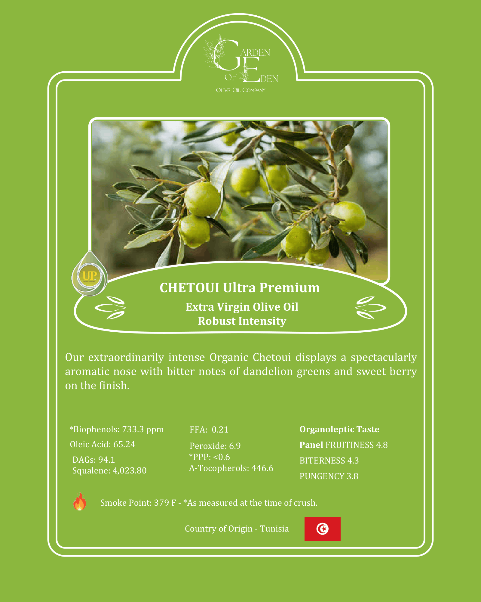 chetoui ultra high phenol extra virgin olive oil