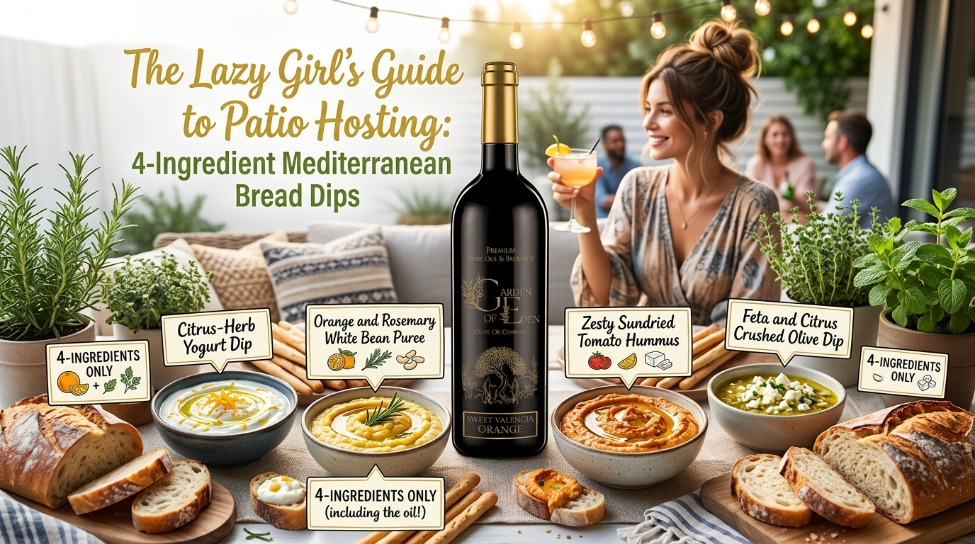 The Lazy Girl’s Guide to Patio Hosting: 4-Ingredient Mediterranean Bread Dips