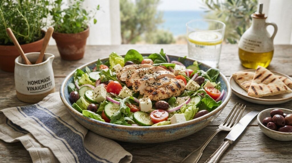 Greek Chicken Salad with Homemade Vinaigrette | Easy Recipe