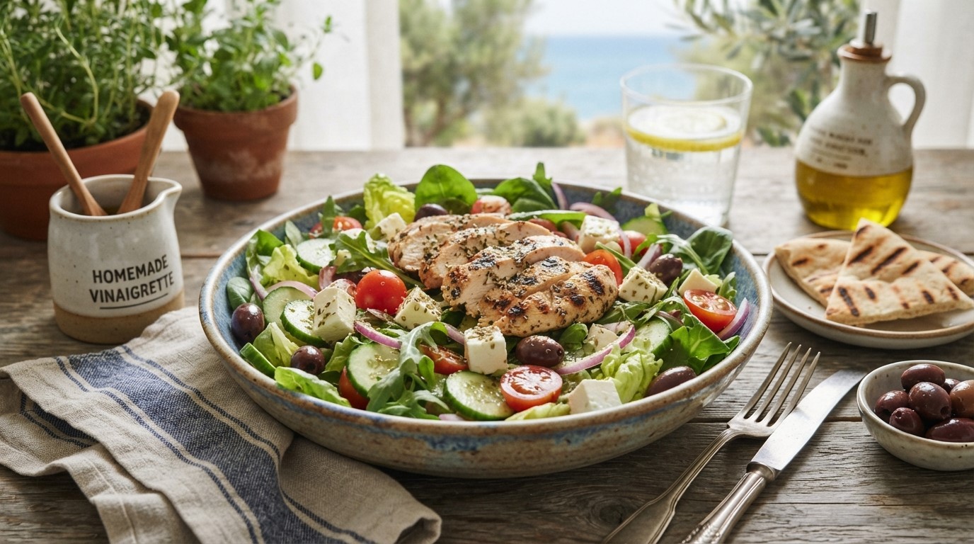 Greek Chicken Salad Recipe with Homemade Vinaigrette